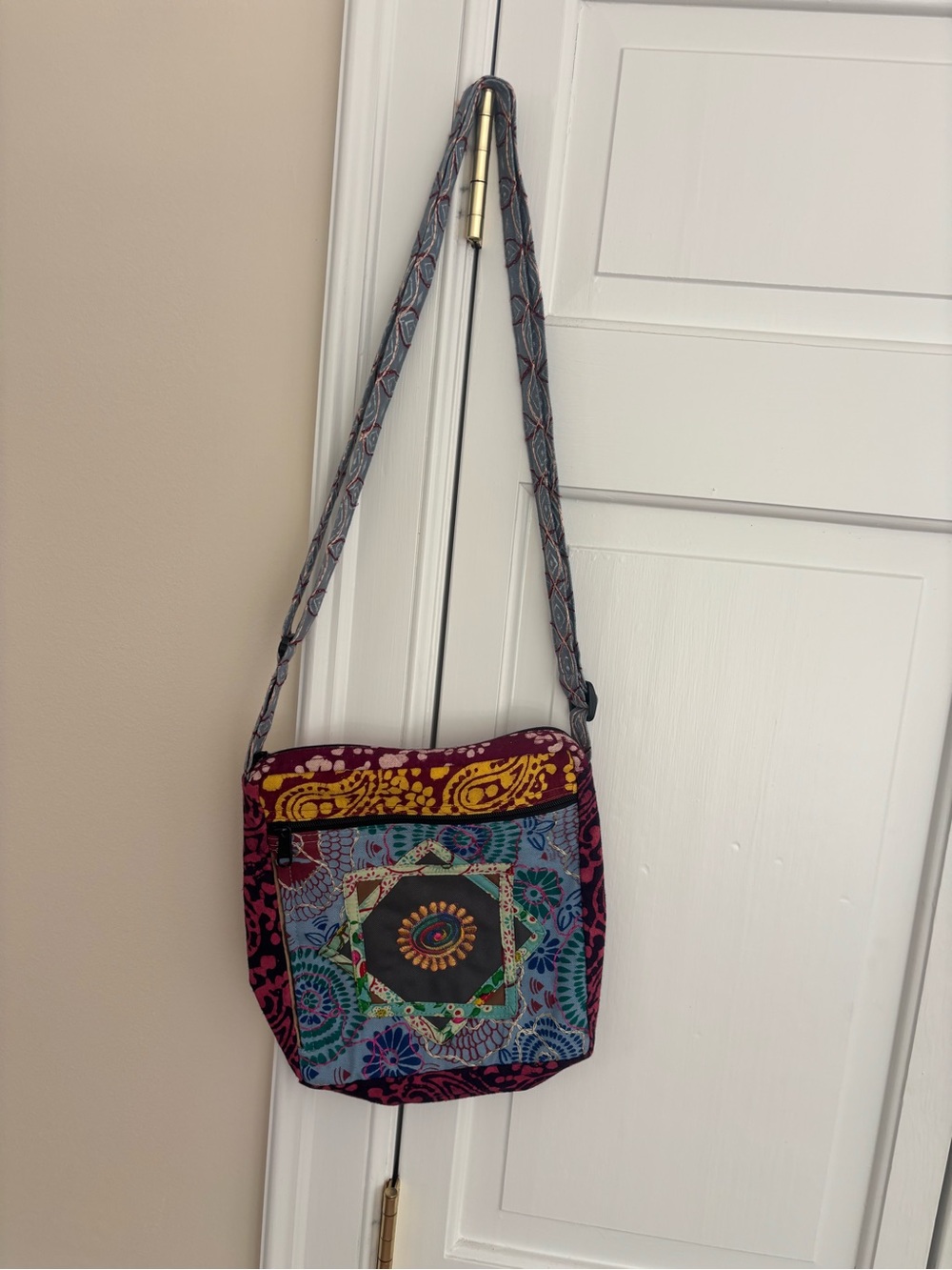 Sky Multicolor Patchwork Crossbody Bag - Blue, Purple, Yellow, Pink